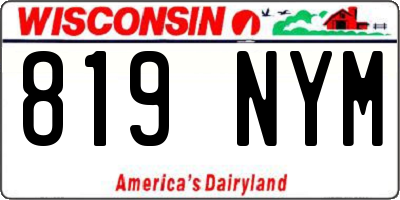 WI license plate 819NYM