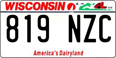 WI license plate 819NZC