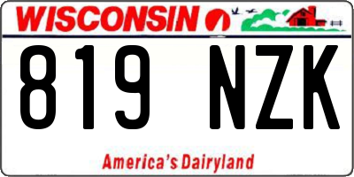 WI license plate 819NZK
