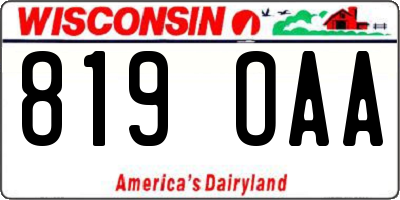 WI license plate 819OAA