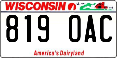 WI license plate 819OAC