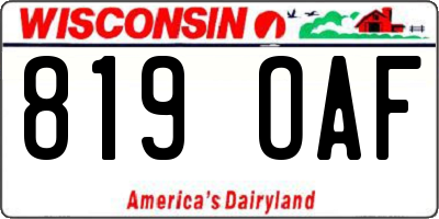WI license plate 819OAF