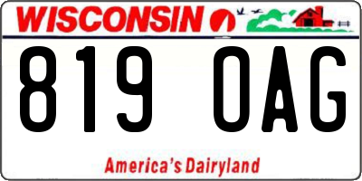 WI license plate 819OAG