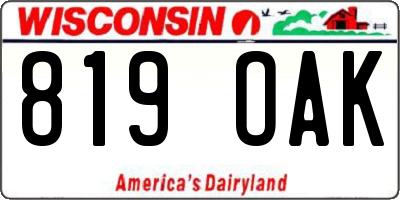 WI license plate 819OAK