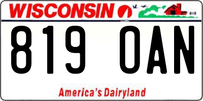 WI license plate 819OAN