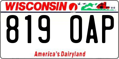 WI license plate 819OAP