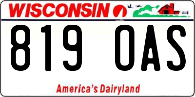 WI license plate 819OAS