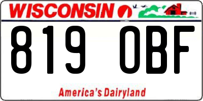 WI license plate 819OBF
