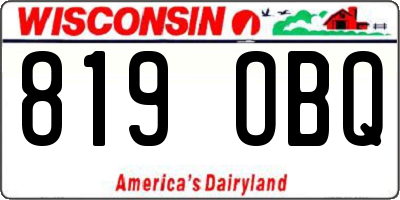 WI license plate 819OBQ