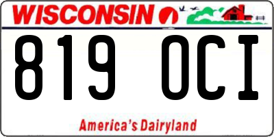 WI license plate 819OCI
