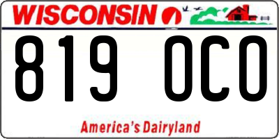 WI license plate 819OCO