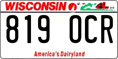 WI license plate 819OCR