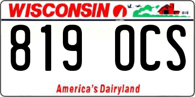 WI license plate 819OCS