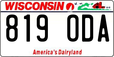 WI license plate 819ODA