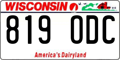 WI license plate 819ODC