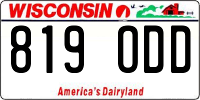 WI license plate 819ODD
