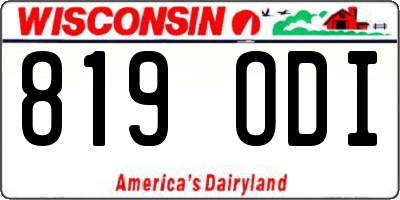 WI license plate 819ODI