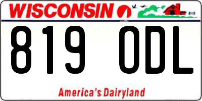 WI license plate 819ODL