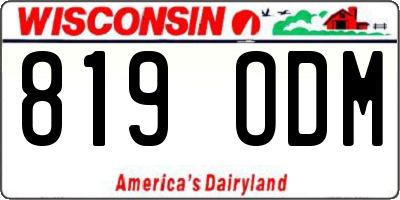 WI license plate 819ODM