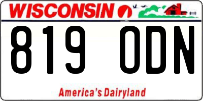 WI license plate 819ODN