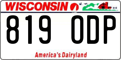 WI license plate 819ODP