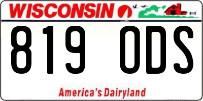 WI license plate 819ODS