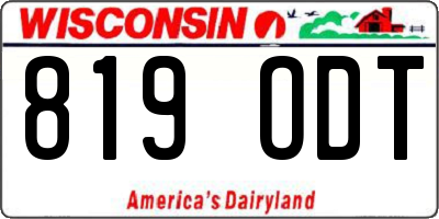 WI license plate 819ODT