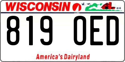 WI license plate 819OED