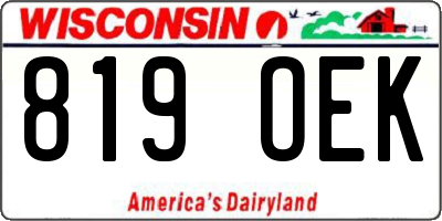 WI license plate 819OEK