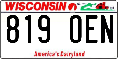 WI license plate 819OEN