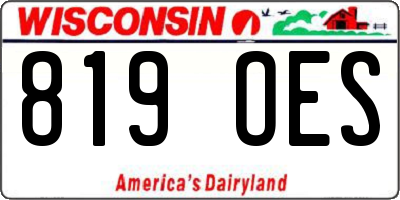WI license plate 819OES