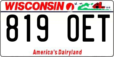 WI license plate 819OET