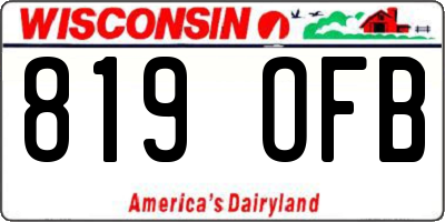 WI license plate 819OFB