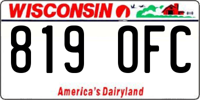 WI license plate 819OFC