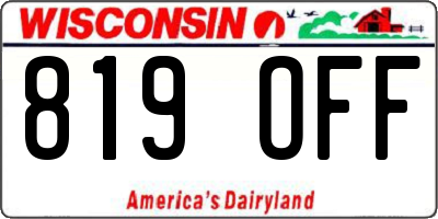 WI license plate 819OFF