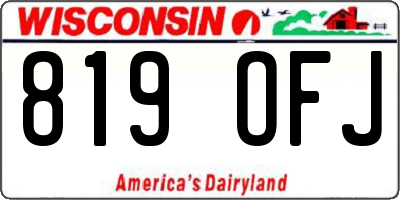 WI license plate 819OFJ