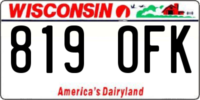 WI license plate 819OFK