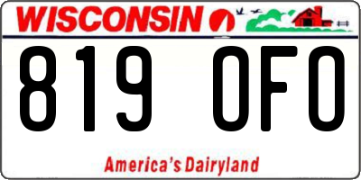 WI license plate 819OFO