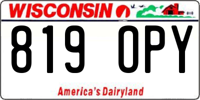 WI license plate 819OPY