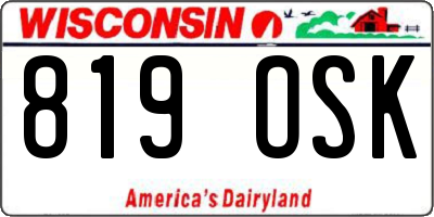 WI license plate 819OSK