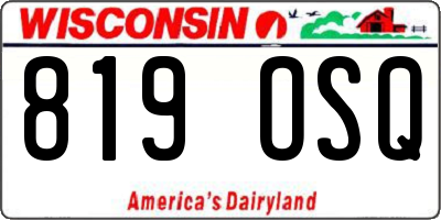 WI license plate 819OSQ