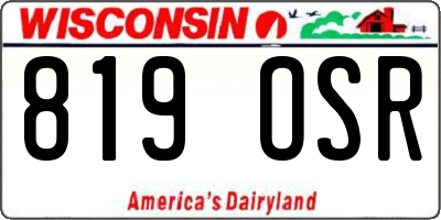 WI license plate 819OSR