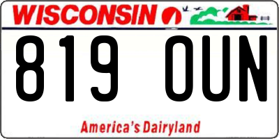 WI license plate 819OUN