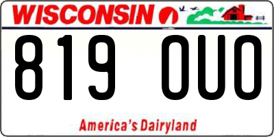 WI license plate 819OUO