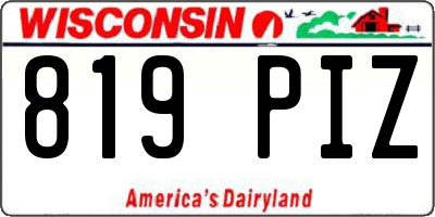 WI license plate 819PIZ