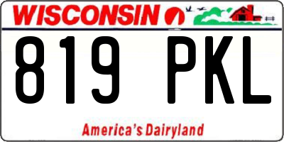 WI license plate 819PKL
