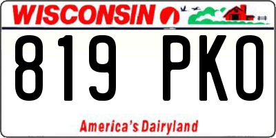 WI license plate 819PKO