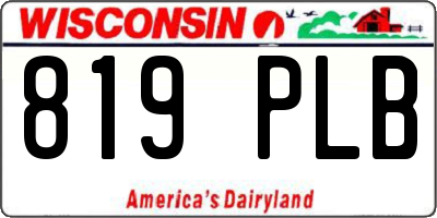 WI license plate 819PLB