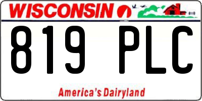 WI license plate 819PLC