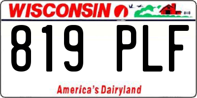 WI license plate 819PLF